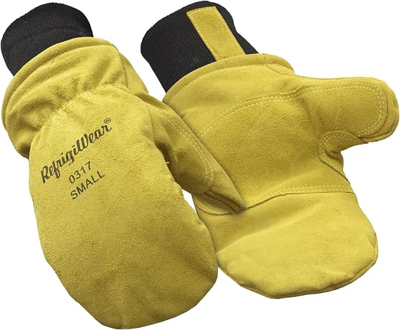 RefrigiWear Unisex Fleece Lined Fiberfill Insulated Cowhide Leather Mitten Gloves