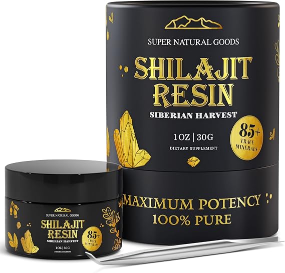 Super Natural Goods | High Nutritional Potency, Grade A Shilajit Resin with 85+ Plant-Derived Trace Minerals and Fulvic Acid, Energy & Immune Suport for Men and Women, 3rd Party US Lab Tested (30g)