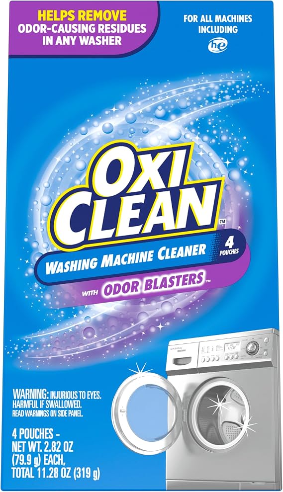 OxiClean Washing Machine Cleaner with Odor Blasters, 4 Count | Washing Machine Odor Eliminator, Removes Odor-Causing Residue, HE & Standard Washer Safe, Septic Safe