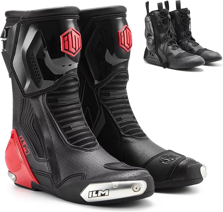 ILM Motorcycle Racing Boots Sport Footwear CE Protective Gear Model BRC1