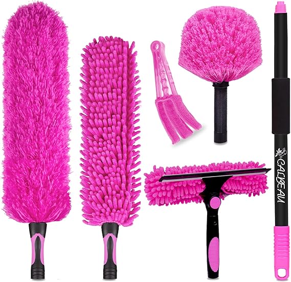 CALBEAU 8 Foot Dusters for Cleaning, Duster with Extension Pole, Microfiber Feather Duster Used for Cleaning Ceiling Fan, High Window, Blinds, Shutters, Sofa, Cobweb Duster for Home (12 PCS)