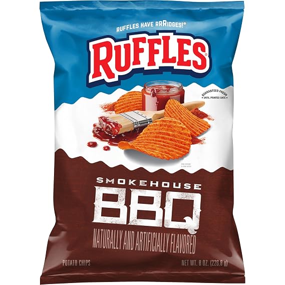 Ruffles, Potato Chips Smokehouse Barbeque, 8 Ounce
