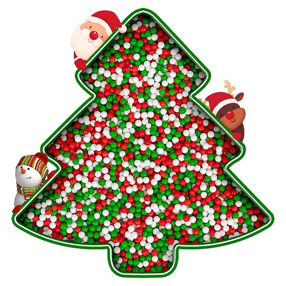 Christmas Nonpareils Sprinkles for Cake Decorating,130g White Red and Green Mini Pearls Mix,Edible Sugar Holiday sprinkle for Cupcake Toppers,Cookie,Ice Cream Decorations Christmas Party Supplies