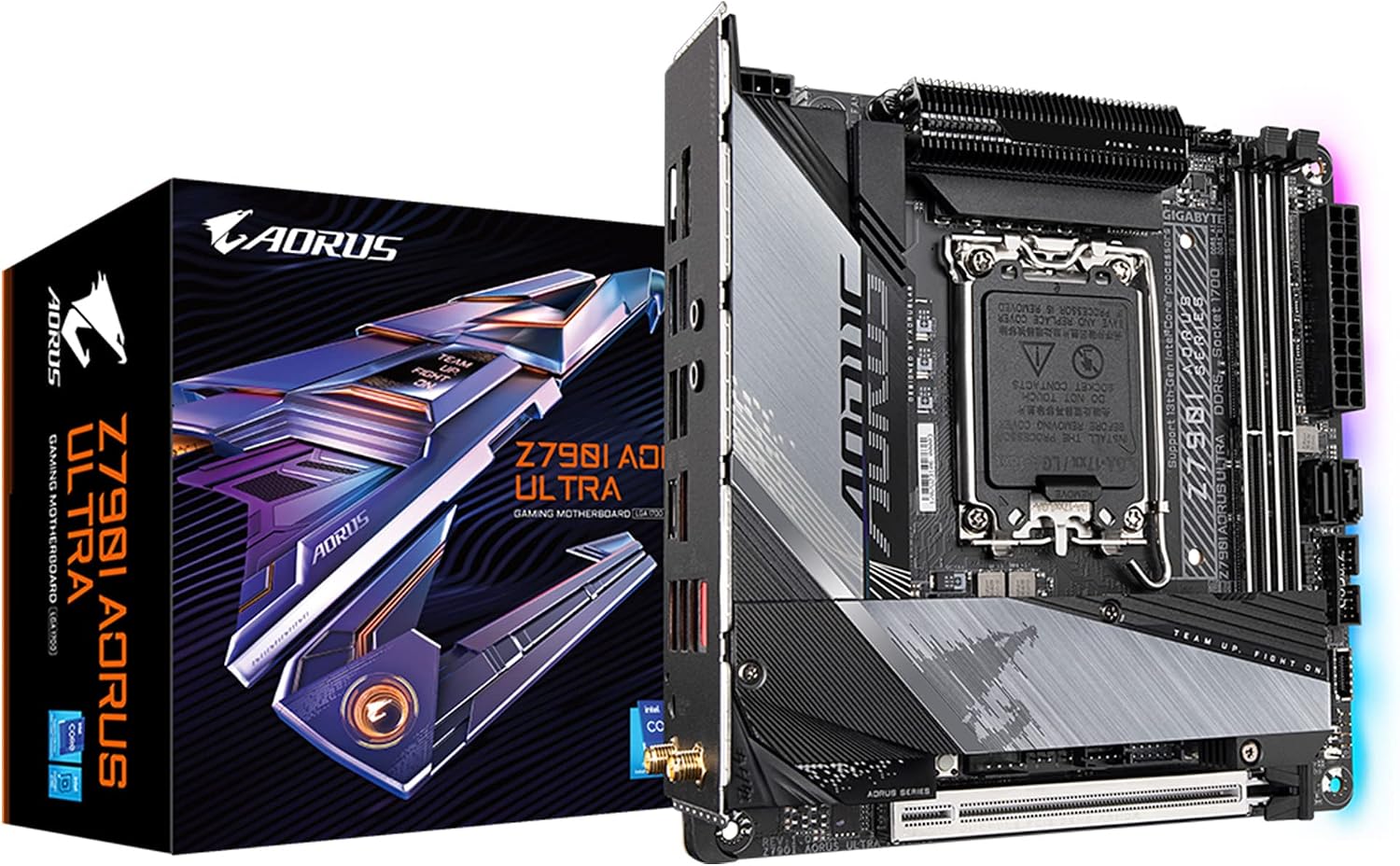 GIGABYTE Z790I AORUS Ultra LGA 1700 Intel Z790 Mini-ITX DDR5 Dual M.2 PCIe 5.0 USB 3.2 Gen2 X2 Type-CIntel Killer Wi-Fi 6EIntel 2.5GbE LANQ-Flash PlusMotherboard