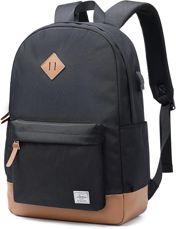 abshoo Classical Basic Womens Travel Backpack For College Men Water Resistant Laptop School Bookbag (USB Black)