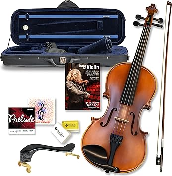 Bunnel Premier Violin Clearance Outfit 1/4 Size - Carrying Case and Accessories Included - Solid Maple Wood and Ebony Fittings By Kennedy Violins