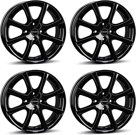 4x Borbet alloy rims LV4 6.5x15 ET35 4x100 black glossy