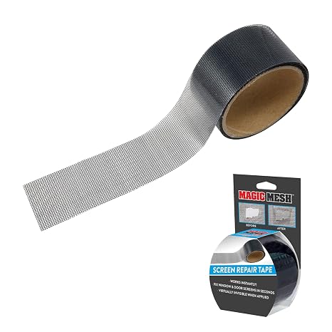 Magic Mesh Screen Repair Tape| Strong Adhesive, Instantly Mend & Repair Holes and Tears in Screen Windows, Doors, RVs & More | Size 9' x 2' (Pack of 1)