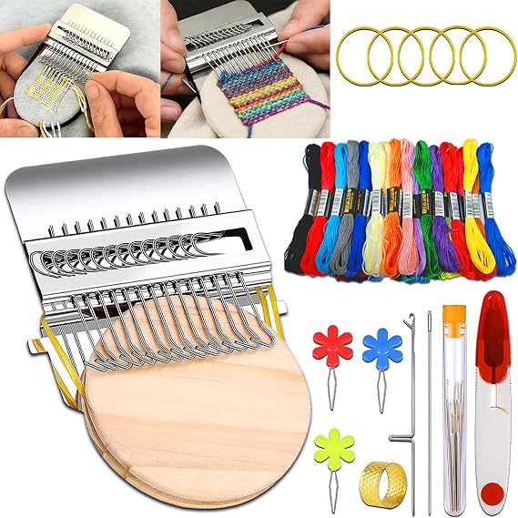 Jeyermier Patchmaker 2.0 Kit, Portable Patch Darning Kit for Beginners, Speedweve Darning Loom to Repair Holes on Socks, Clothes & Jeans, Knit Patch Repair Tool for Quickly Sewing Repair (14 Hooks)