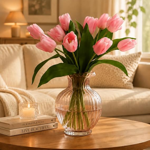 10 Stems 14 Inch Tulips Artificial Flowers Realistic Faux Flowers