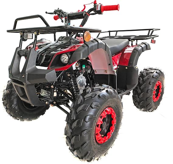 HHH Youth ATV Upgraded 125cc ATV 4 Wheeler Quad 125D Mid Size Utility ATV Automatic with Reverse ( Red )
