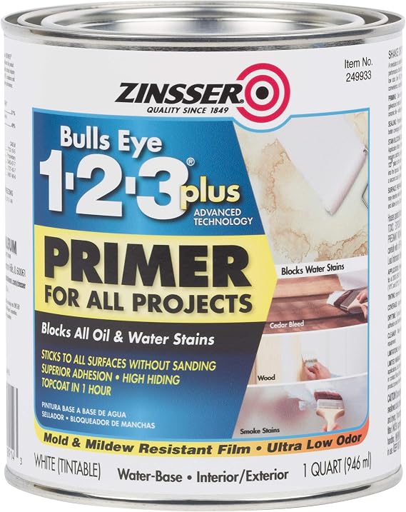 Zinsser Rust-OLEUM 249933 1-2-3 Plus, 1 Quarts (Pack of 1), White, 11 Fl Oz