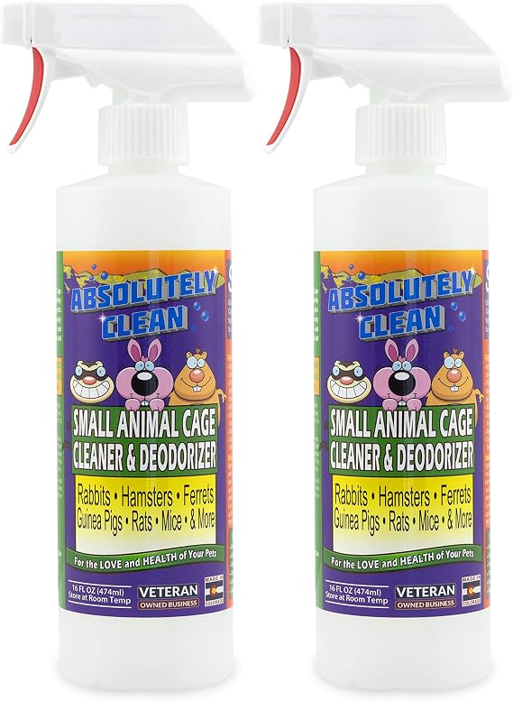 Absolutely Clean Amazing Small Animal Cage Cleaner, Just Spray/Wipe, Easily Removes Messes & Odors - Hamster Cages, Mice, Rat Cage, Guinea Pig Cage, Rabbit Cage, Ferret Cage, Dog Cage - USA Made