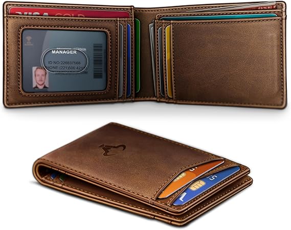 BULLIANT Men's Slim Full Grain Wallet Bill Holder-Magnetic Closure 10Cards