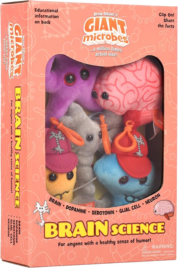 GIANT MICROBES Brain Science Themed Gift Box, Brain Gifts, Neurology, Psychology Gifts, Plush Keychain, Therapist Gift, Bag Charms, Mental Health Awareness, TBI Awareness