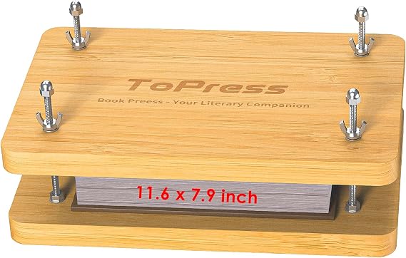 Yarkor Book Press - 11.6x7.9 Inch, Portable Bookbinding Press with Bamboo Structure for DIY Handmade Bookbinding Projects - Beginner-friendly, Can Also Used on Flower Pressing