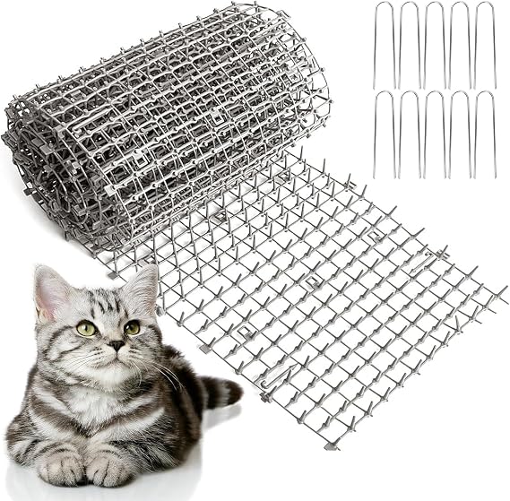ohlela Cat Scat Mat for Cats - 6.5ft (2 Pack) Pet Deterrent Mat with 12 Garden Staples, 1 Inch Spike is Effective for Cat Repellent Indoor & Outdoor. Pet Training Tool to Keep Cats Away