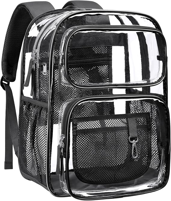 PACKISM Clear Backpack for School - 17 inch Heavy Duty Clear Bookbag
