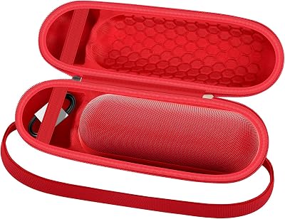 Casmilee Speaker Case for Beats Pill Bluetooth Speaker and Portable Wireless Charger, for Beats Pill Accessories Storage Bag, with Shoulder Strap for Outdoor Traveller - Case Only Red