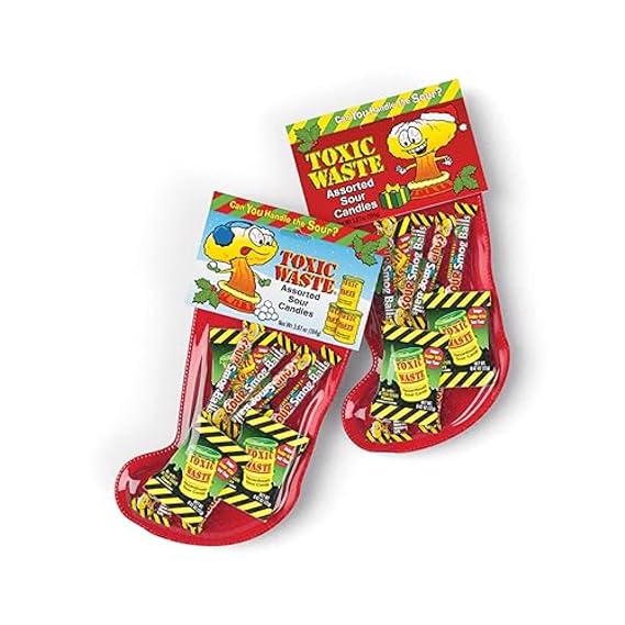 Toxic Waste Hazardously Sour Candy Christmas Stocking, Extreme Sour Candy (2 Pack)