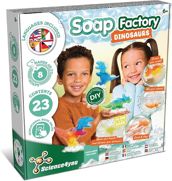 Science4you Dinosaur Lab Soap Making Kit for Kids Age 8+ Make Your Own Soaps with Dino Toys Inside, Glow-in-The-Dark Dinosaur Craft Kits for Kids, Arts and Crafts Gift for Girls & Boys Age 8 9 10 11+
