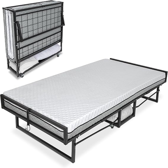Milliard Deluxe Presidential Folding Bed with Mattress for Adults, Twin Size, Portable Foldable Bed with Bonus Pillow and Blanket Included, 77 x 38", Fold Up, Roll Away, Hideaway