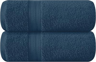 BOUTIQUO Cotton 2 Pack Oversized Bath Towel Set, Large Bath Towels 27x54, Ultra Soft, Absorbent, Compact, Quick Drying and Lightweight, Eco-Friendly and 100% Recyclable Towel Set - Mineral Blue