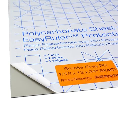 Smoke Grey Polycarbonate Clear Plastic Sheet 12" X 24" X 0.0625" (1/16") 3 Pack, Shatter Resistant, Easier to Cut, Bend, Mold than Plexiglass. Hobby, DIY, Industrial, Craft. Translucent Gray Tinted PC