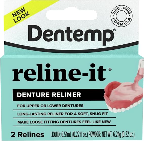 Dentemp Denture Set - Advanced Formula Reline It Denture Reliner (1 Piece) - Denture Kit for Retrofitting and Tightening Dentures for Both Upper and Lower Dentures