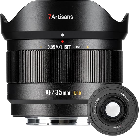 7artisans AF 35mm f1.8 APS-C Prime Lens for Fuji X Mount LITE Series 181g Auto Manual Focus STM Camera Lens,Face/Eye Recognition for Humanistic/Portraiture/Street Photography(for Fuji X Mount)