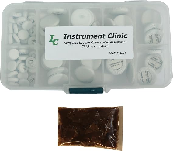IC Kangaroo Leather Clarinet Pad Assortment (50 pads) w Adhesive, Made in USA!