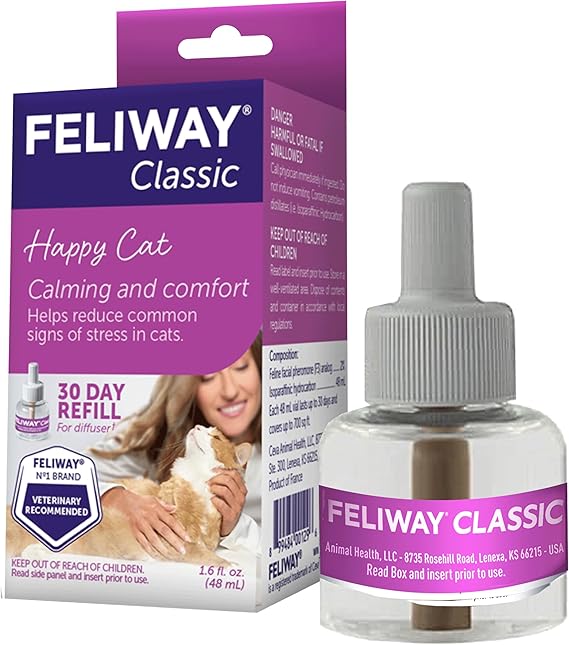 FELIWAY Classic Cat Calming Diffuser Refill (1 Pack, 30 Day) Cat Pheromone Diffuser Refill Reduces StressRelated Behaviors Like Spraying, Scratching, Hiding