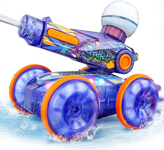 BEZGAR Amphibious RC Car with Water Gun & Light for Kids
