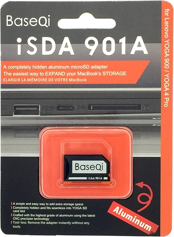 BaseQi Aluminum MicroSD Adapter for Lenovo Yoga 900 & 710