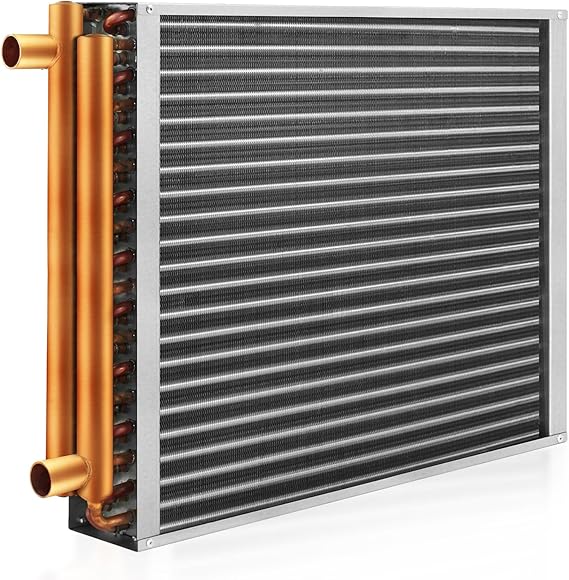 AB Water to Air Heat Exchanger 18x20 with 1" Copper Ports for Outdoor Wood Furnaces, Residential Heating and Cooling and Forced Air Heating