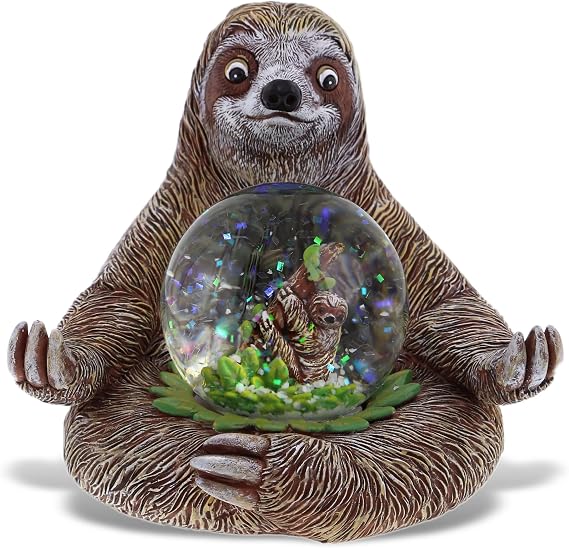 CoTa Global Sloth Snow Globe Sparkly Pink Glitter Snow Globe with Cute Animal Figurine, Decorative Tabletop Ornament, Collectible Sloth Globe Decor for Adults, Home, Desk, or Shelf Display - 45 mm
