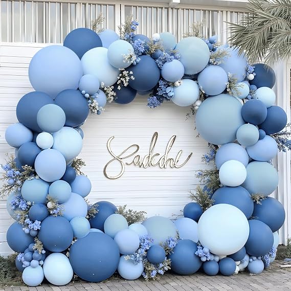 Zesliwy Dusty Blue Balloons Arch Kit, Double Stuffed, Latex, Party Decor