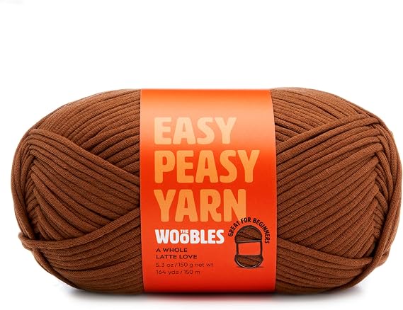 Woobles Easy Peasy Yarn for Beginners - Crochet & Knitting Yarn, Brown