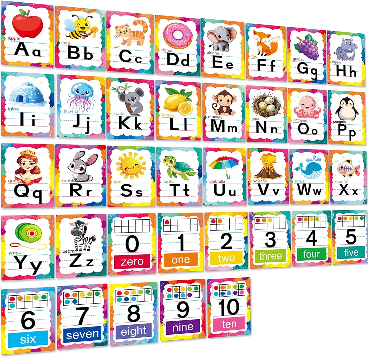 Adduster Alphabet Letters for Wall - ABC Alphabet Poster Classroom Wall Chart Kindergarten Elementary Classroom Decor Daycare Homeschool Supplies (Write Badly)