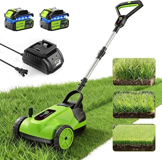 Electric Small Lawn Mower with Auto Shut-Off Sensor, 3 Position Cutting Height, 9.9Lbs Lightweight Cordless Push Mower Battery Powered for Garden/Yard/Farm, Gardening Gifts for Parents, Seniors