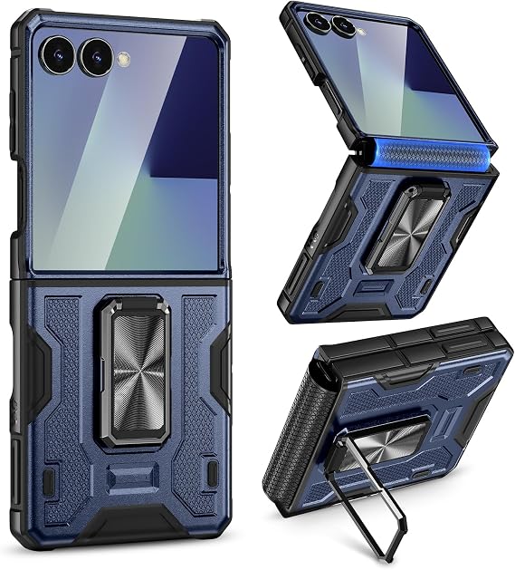 VEGO for Galaxy Z Flip 7 Case with Screen Protector&Hinge Protection,Blue