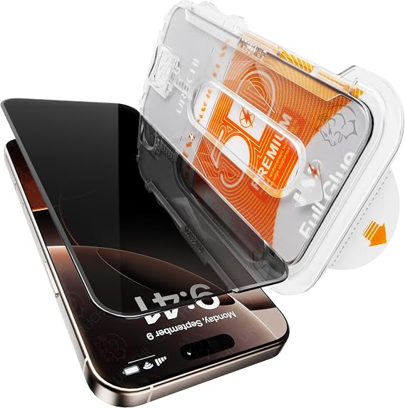 URUCHI iPhone 16 Pro Max İle Uyumlu PREMIUM Gizlilik (Privacy) Ekran Koruyucu 45° Hayalet Görünüm, Kolay Kurulum Hizalama Aparatlı, Darbelere Karşı Ekstra Güçlü ve Toz Bırakmayan Temperli Cam