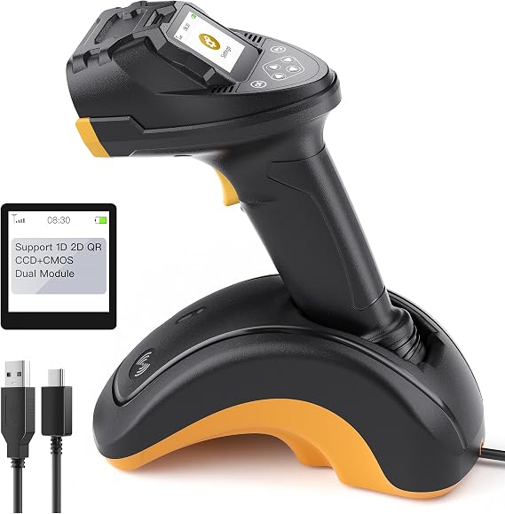 Inateck 2D Barcode Scanner, Dual-Sensor CMOS & CCD with TFT Screen