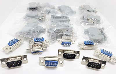 Pc Accessories - Connectors Pro 10 Sets Solder Type DB9 Male and Plastic Hoods, D-Sub Connector  Hoods, 20-Pack 10 DB9 Males  10 Hoods