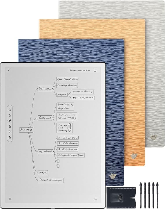 iFLYTEK AINOTE 2 Bundle Sunrise&Sandy&Deep Navy Cases, 5Pcs Pen Refills for 10.6" AI Note-Taking Device with Stylus, 16-Language Transcription, Google Play Compatibility