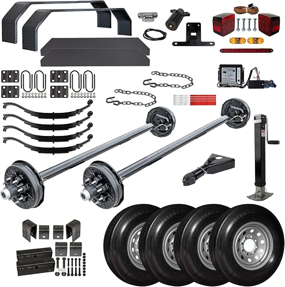 7000 lb TK Tandem Axle Bumper Pull Trailer Parts Kit - 14K Capacity Heavy Duty (Complete Original Series), 95" Hubface 80" Spring Center
