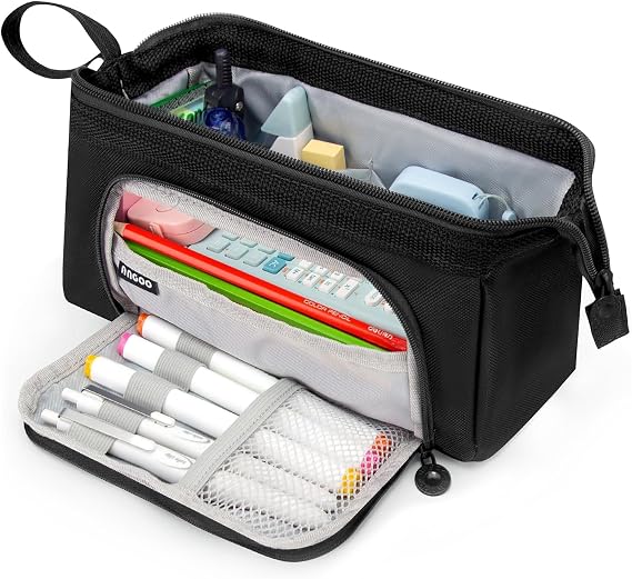 Large Capacity Pencil Case Big Pencil Pouch Special Aesthetic School Pen Bag For Girls Teen nurse Adults Kids Soft Organizer With Zipper Cute Travel Pencil Pouches Estuche Para Lapices Black