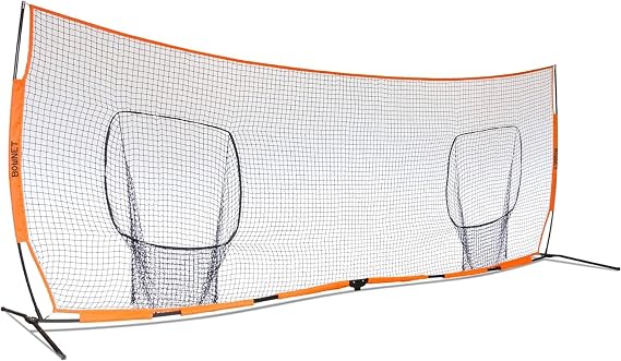 Bownet Sports Big Mouth 2 (7'x7') Baseball Softball Hitting Pitching Net for 2 Batters Hitters Pitchers - Durable Powder-Coated Steel Frame - Easy Setup & Portable Sport Practice Net with Travel Bag