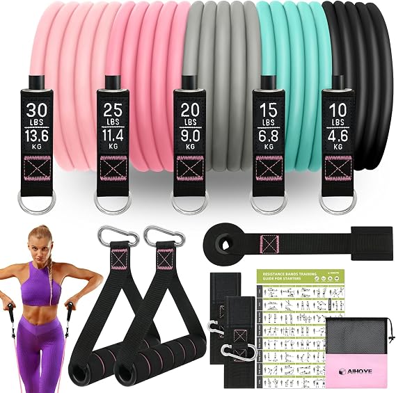 Aihoye Resistance Bands with Handles & Door Anchor for Strength Training