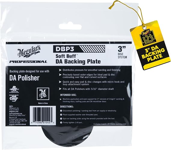 Meguiar's 3" Soft Buff DA Backing Plate DBP3-3 Inch Backing Plate, Hook and Loop for Machine Polishing with Foam and Microfiber Discs, Professional DA Polisher Backing Plate, 1 Backing Plate